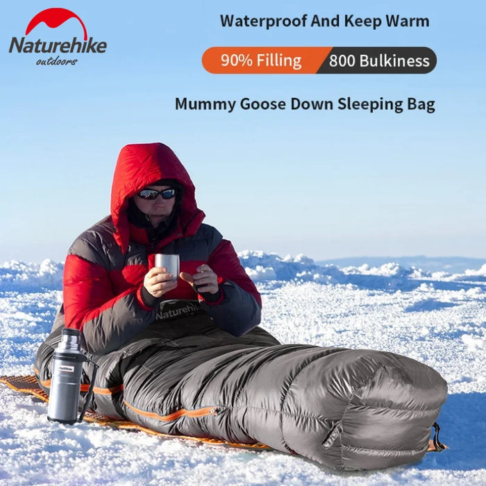 Naturehike ULG Series Goose Down 750FP Mummy Sleeping Bag Winter 20D Nylon Waterproof Warm Sleeping Bag Outdoor Camping Portable