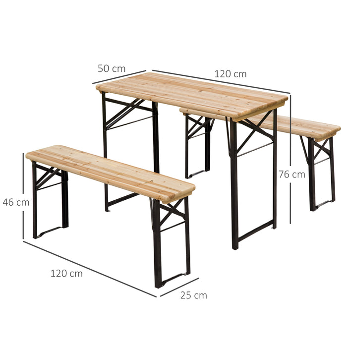 Picnic Wooden Table and Bench Set Portable Folding Camping Trestle