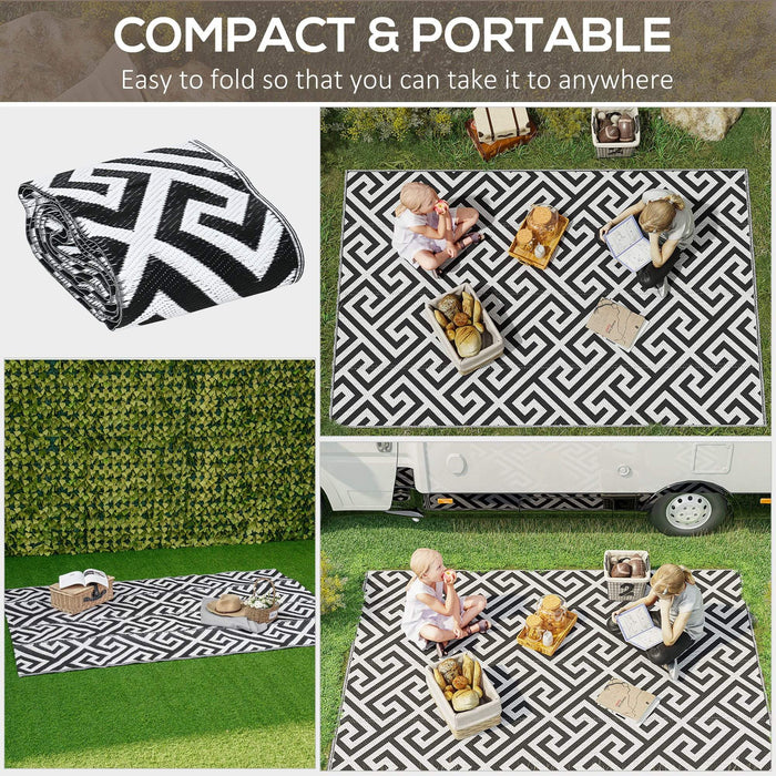 121x182cm Reversible Outdoor Rug Portable Plastic Straw RV  Outsunny