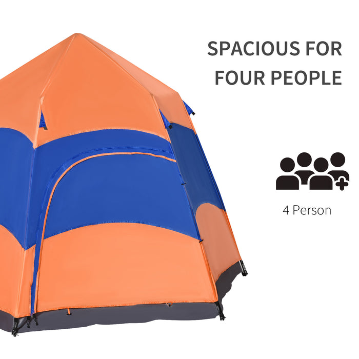 4 Person Pop Up Tent Camping Festival Hiking Shelter Family Portable Outsunny