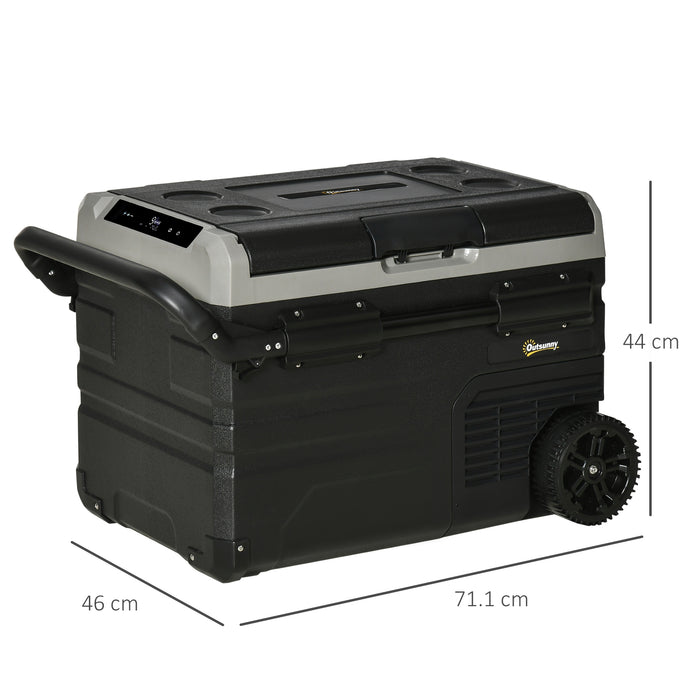 40L Car Refrigerator 12V Portable Freezer w/ Inner LED Light, Wheels Outsunny