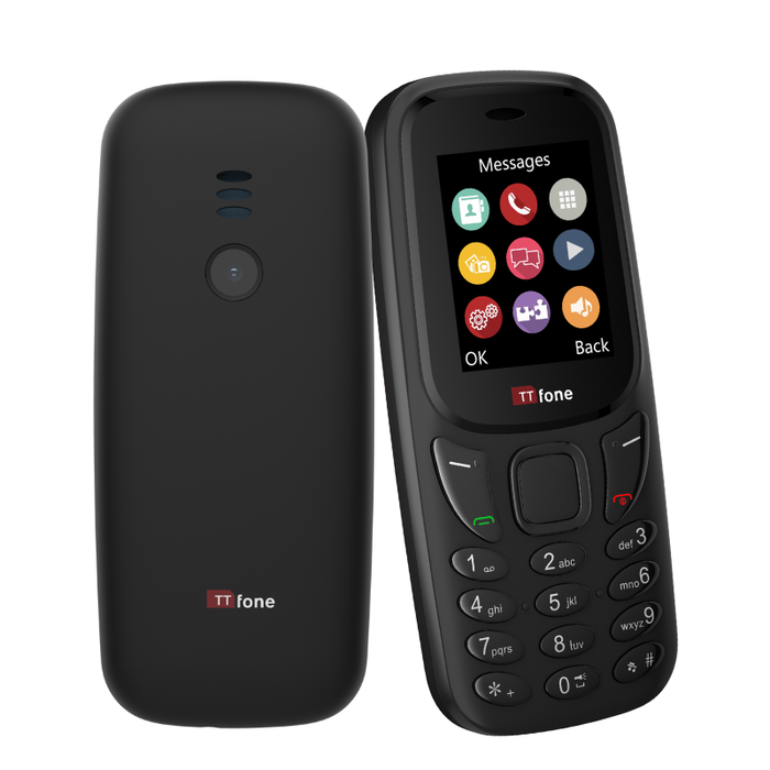 TTfone TT170 BLACK Unlocked Basic Mobile Phone with 1.8inch Screen UK Sim Free Simple Feature Dual Sim with Vodafone Sim Card