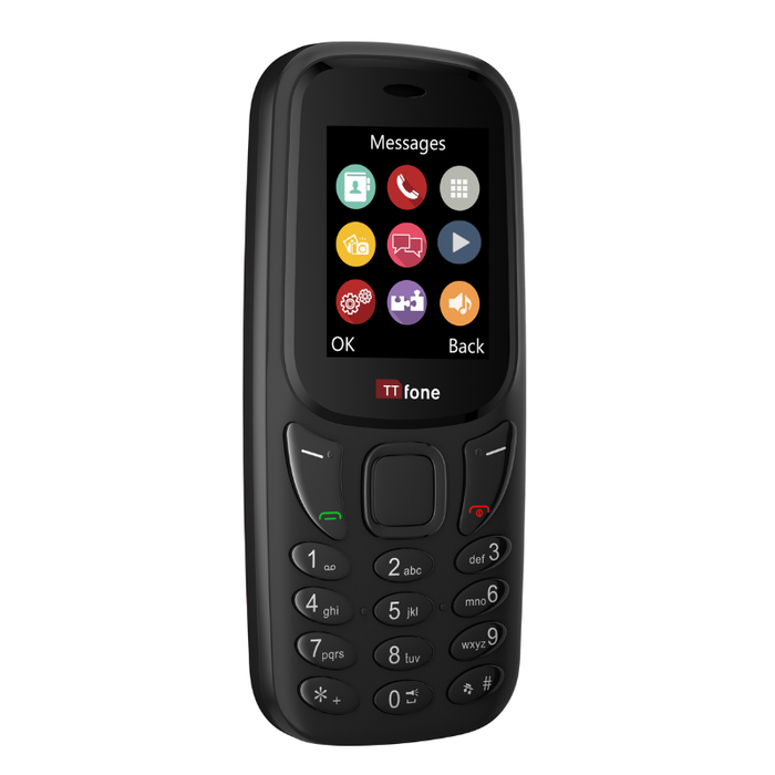 TTfone TT170 BLACK Unlocked Basic Mobile Phone with 1.8inch Screen UK Sim Free Simple Feature Dual Sim with Vodafone Sim Card
