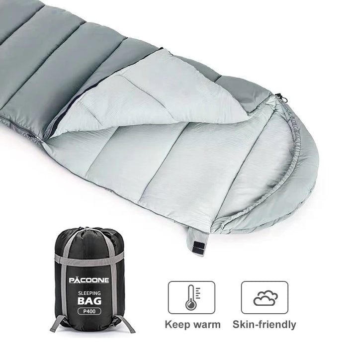 PACOONE Sleeping Bag Spliceable Double Sleeping Bag Lightweight Cotton Warm Sleeping Bag  Washable Camping Travel Sleeping Bag