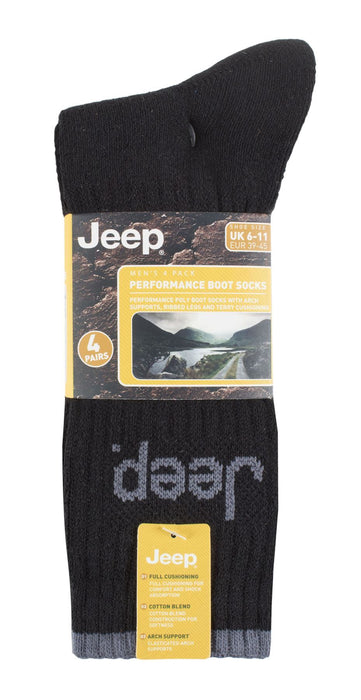 Jeep - 4 Pr Performance Boot Socks (926 Black)